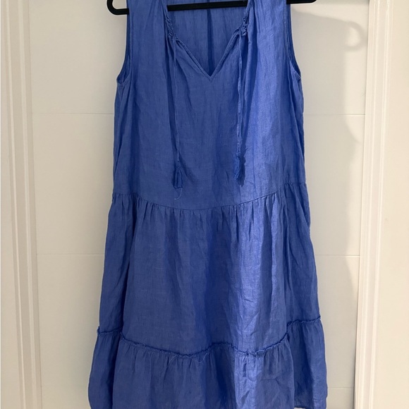 J McLaughlin Christa 100% Linen Cornflower Blue Dress - Picture 3 of 7